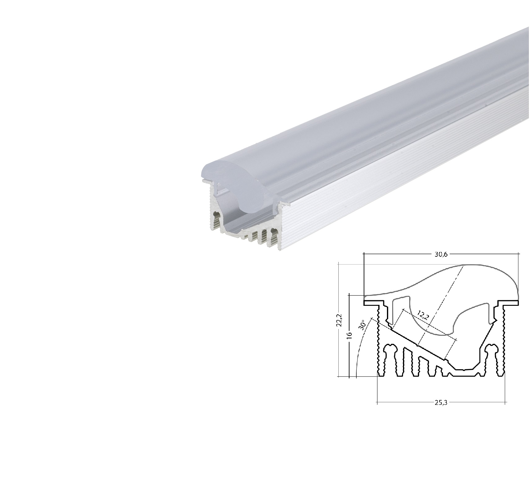 LED Alu T-Profil Wallwasher 12° Abstrahlung