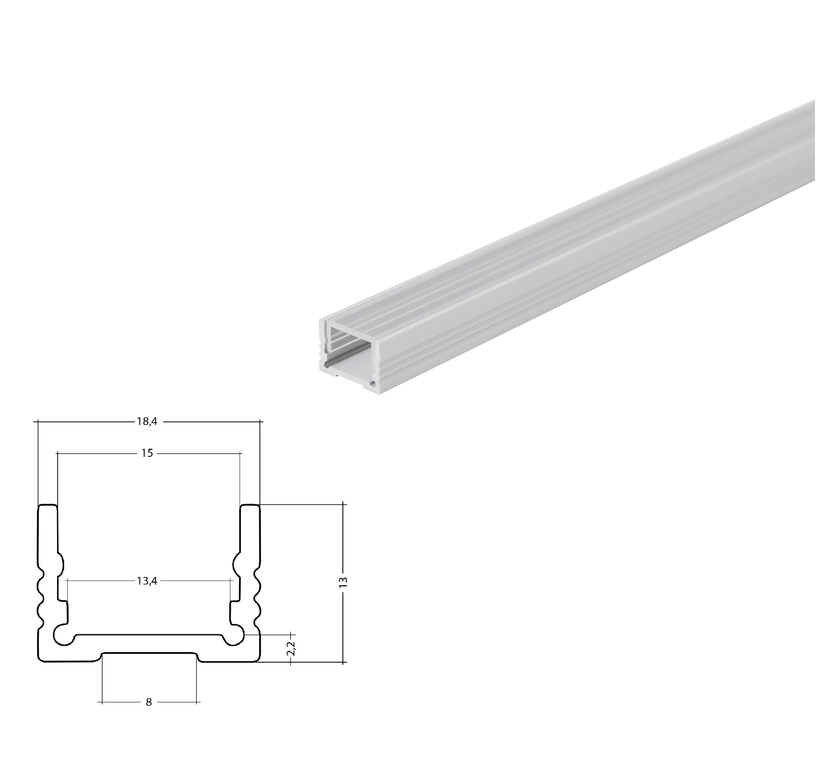 Alu U-Profil 13mm XXLine classic mit Abdeckung