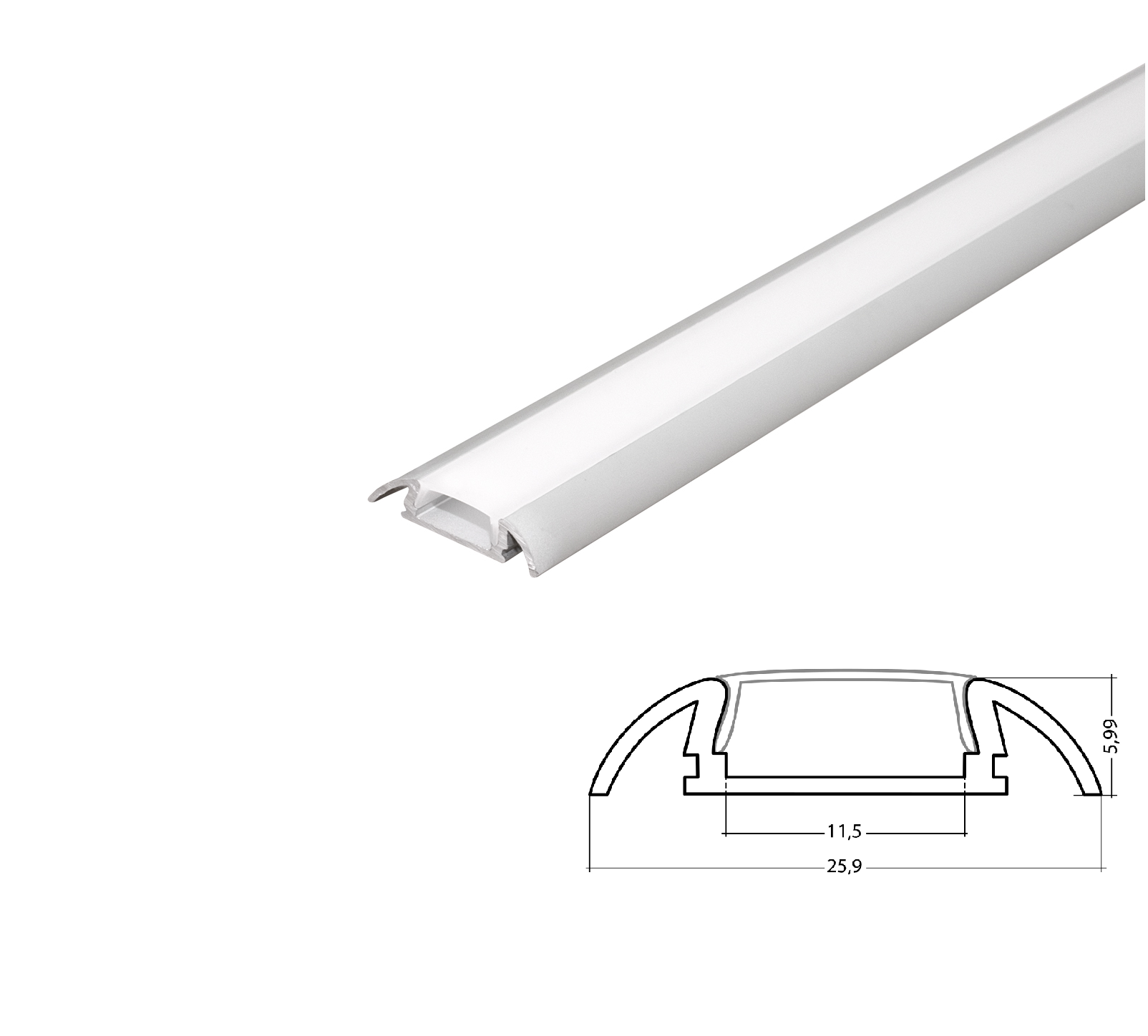 LED Alu Flachprofil silber mit Abdeckung 2m AL-PU8