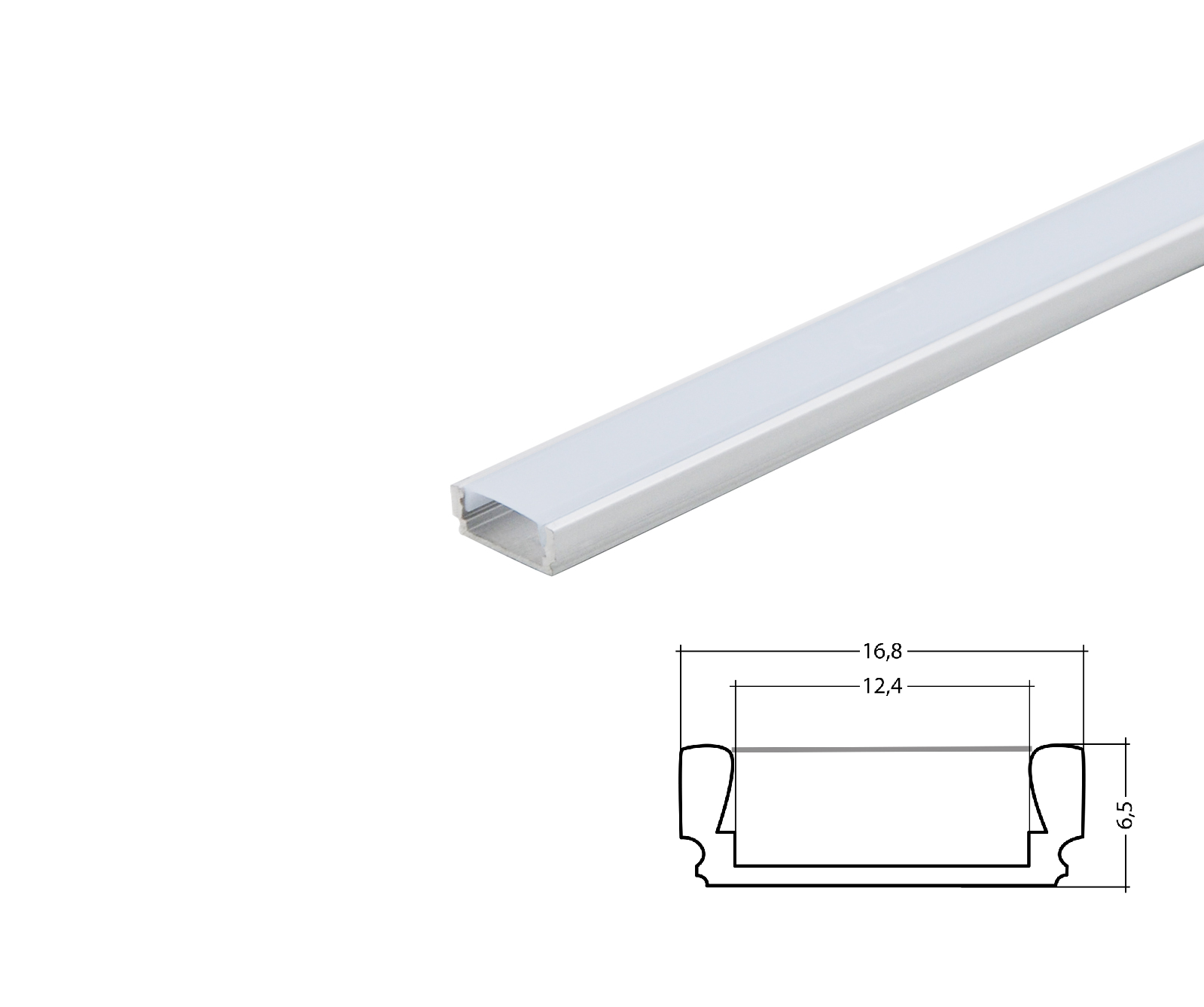 Aluminum LED cooling profile AL-PU1 6mm with cover