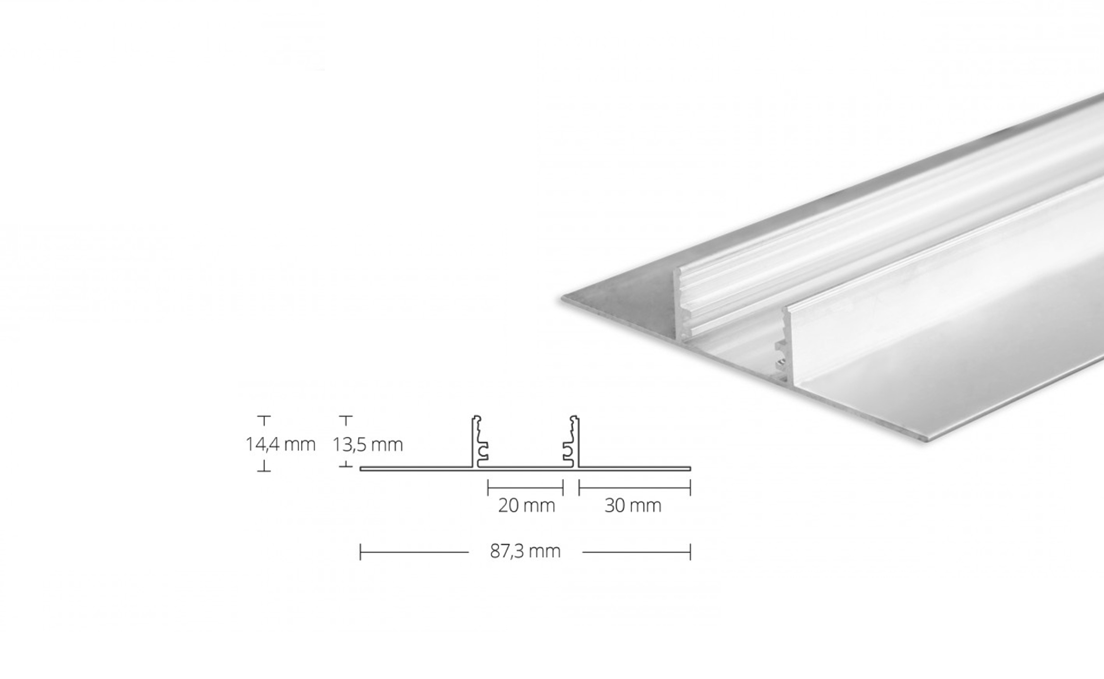 LED Alu Trockenbauprofil AL-PU43 Lichtlinie XL silber 2m