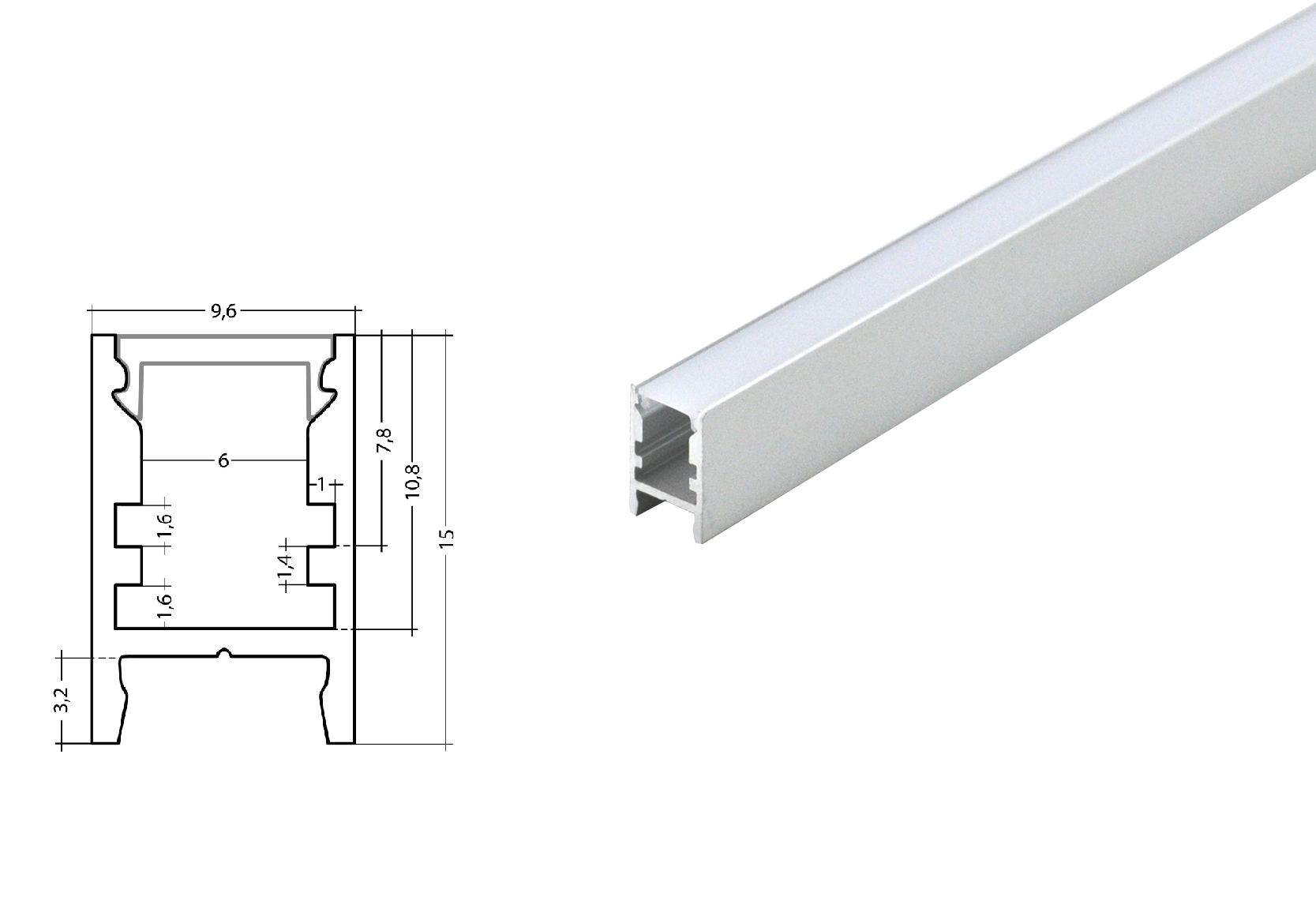 LED Alu U-profile Slim XS silver with cover