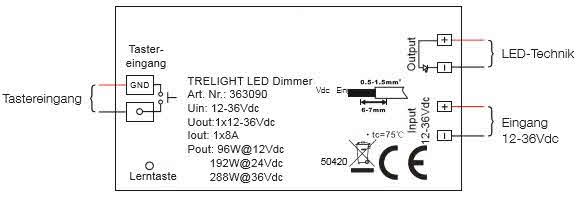 TRELIGHT LED Dimmer Funk Empfänger 1x8A