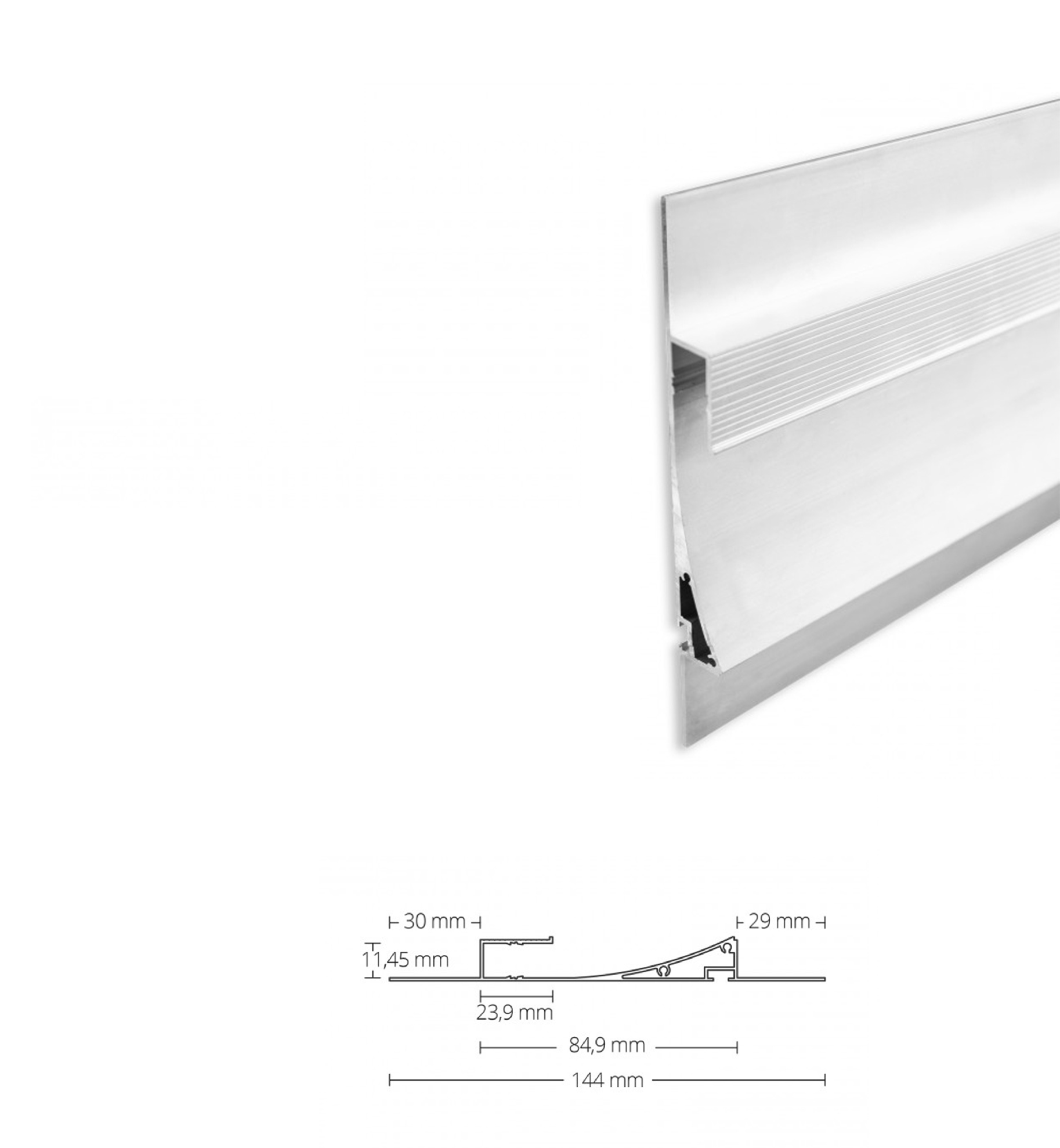 LED aluminum drywall profile AL-PU48 white 2m