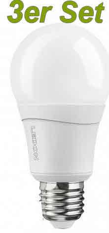 LED Lampe A60 8,5W E27 LEDON (3er-Set)