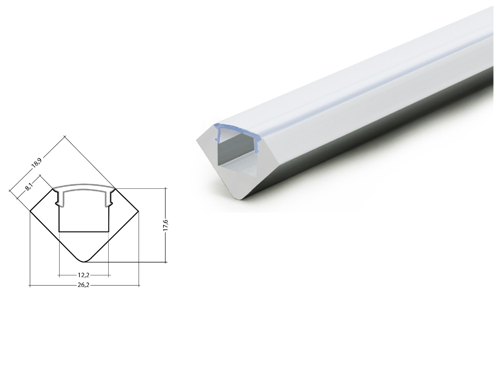 LED Aluminium Winkelprofil 45°