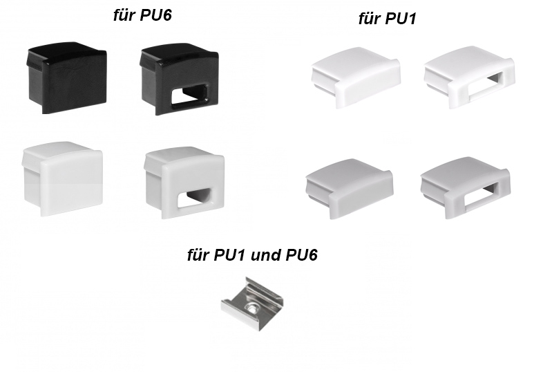 Accessories for aluminium profile AL-PU1 and AL-PU6